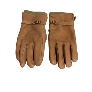 Leather Gloves Women's Buckle Detail Tan Brown Winter Warm XL